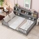 preview thumbnail 8 of 9, Full Size Floor Bed with Side Bookshelf,Guardrails, for kids