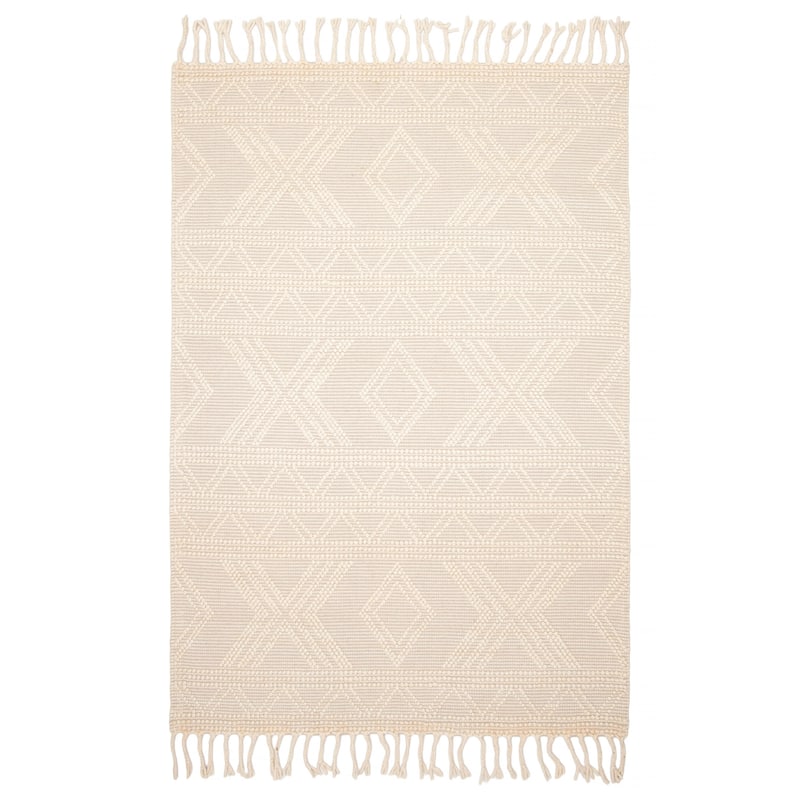 ECARPETGALLERY Braid weave Sienna Cream Wool Rug - 5'3 x 7'6 - Cream - 5'3 x 7'6