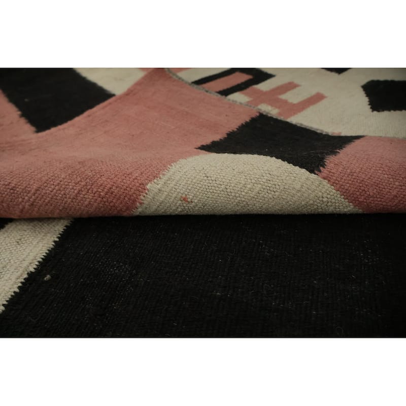 Hand Woven Oriental 100% Wool Carpet Southwestern Tribal Pink Kilim Area Rug - 11' 11'' X 8' 6''