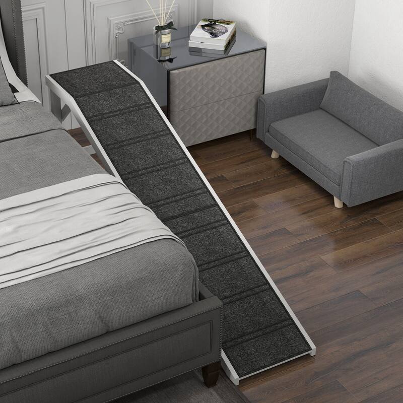Dog Ramp for Bed, Pet Ramp for Dogs with Non-Slip Carpet and Top Platform, Furniture-Grade with High-Traction Carpet Surface