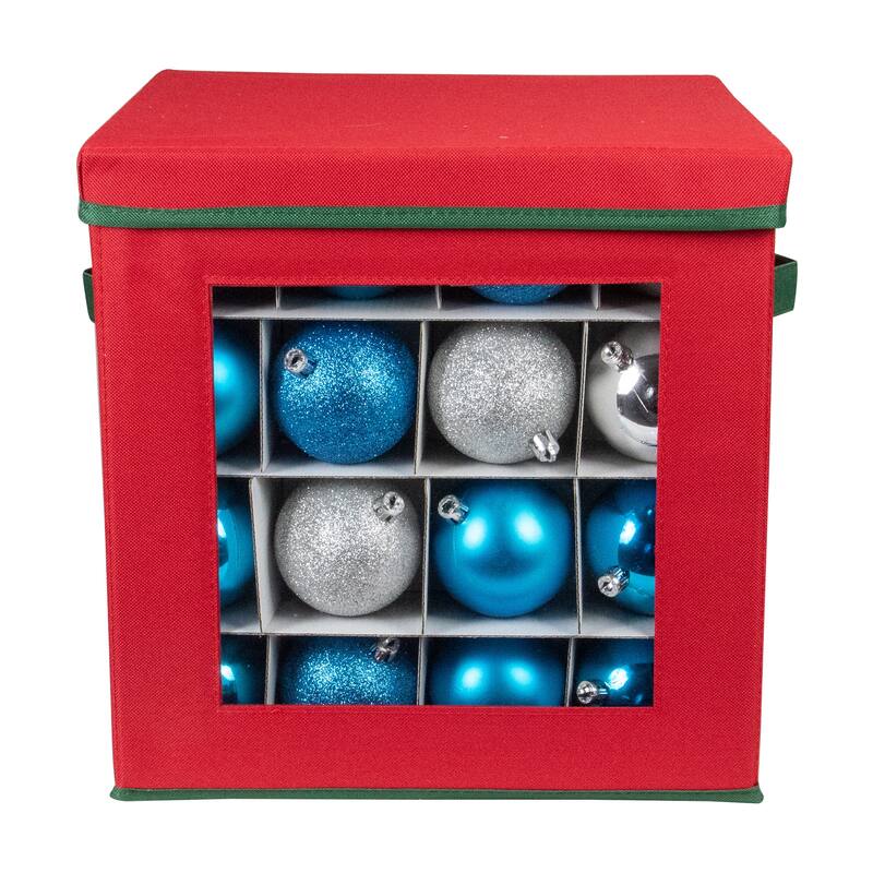 12" Red Christmas Ornament Storage Bag with Removable Dividers