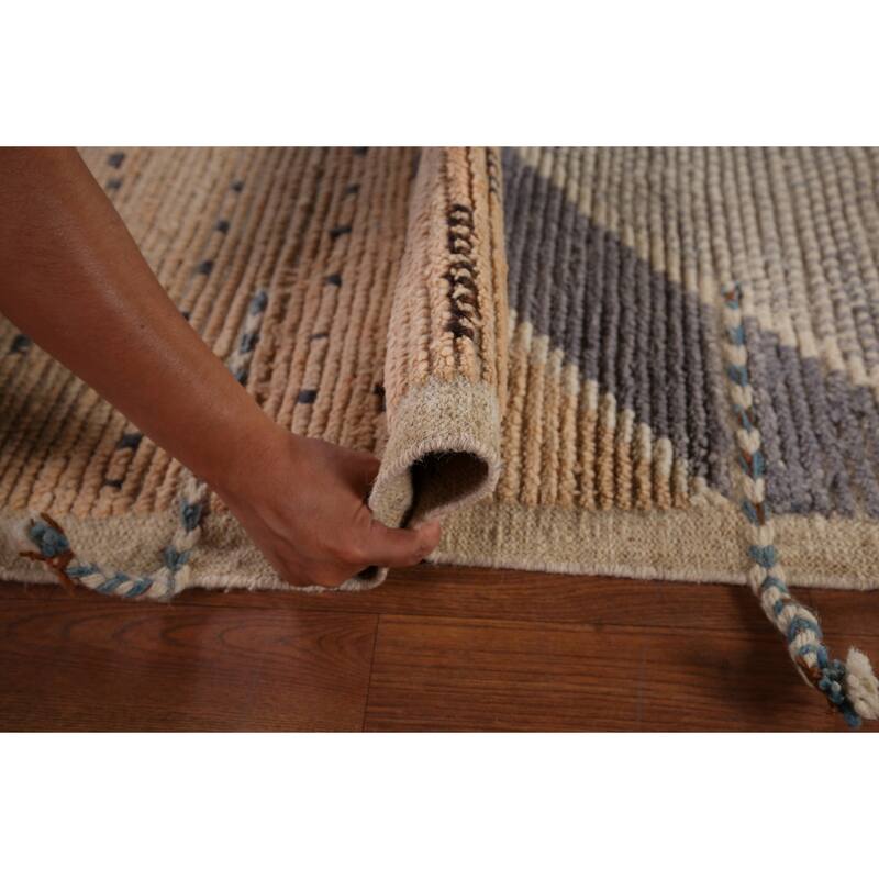 Abstract Moroccan Oriental Large Area Rug Handmade Wool Carpet - 9'10"x 14'7"