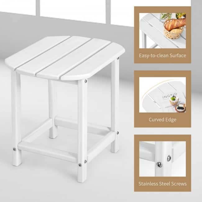 18 Feet Rear Resistant Side Table for Garden Yard and Patio -White - 19" x 14.5" x 18" (L x W x H)