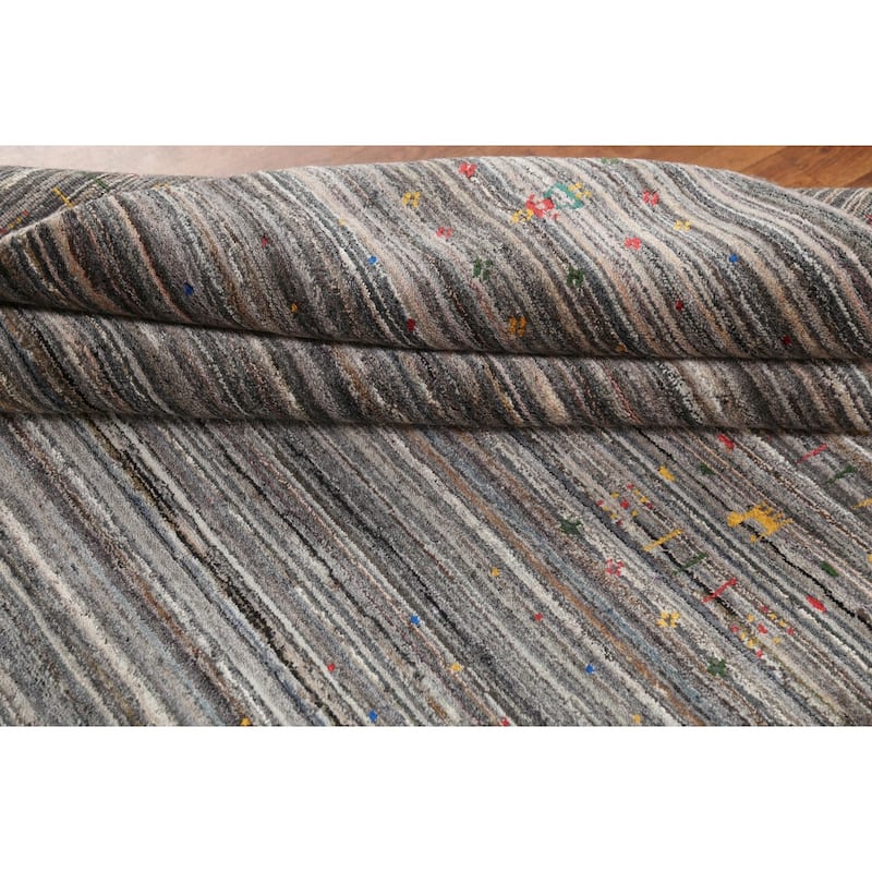 Striped Gabbeh Oriental Area Rug Handmade Wool Carpet - 5'2"x 8'0"