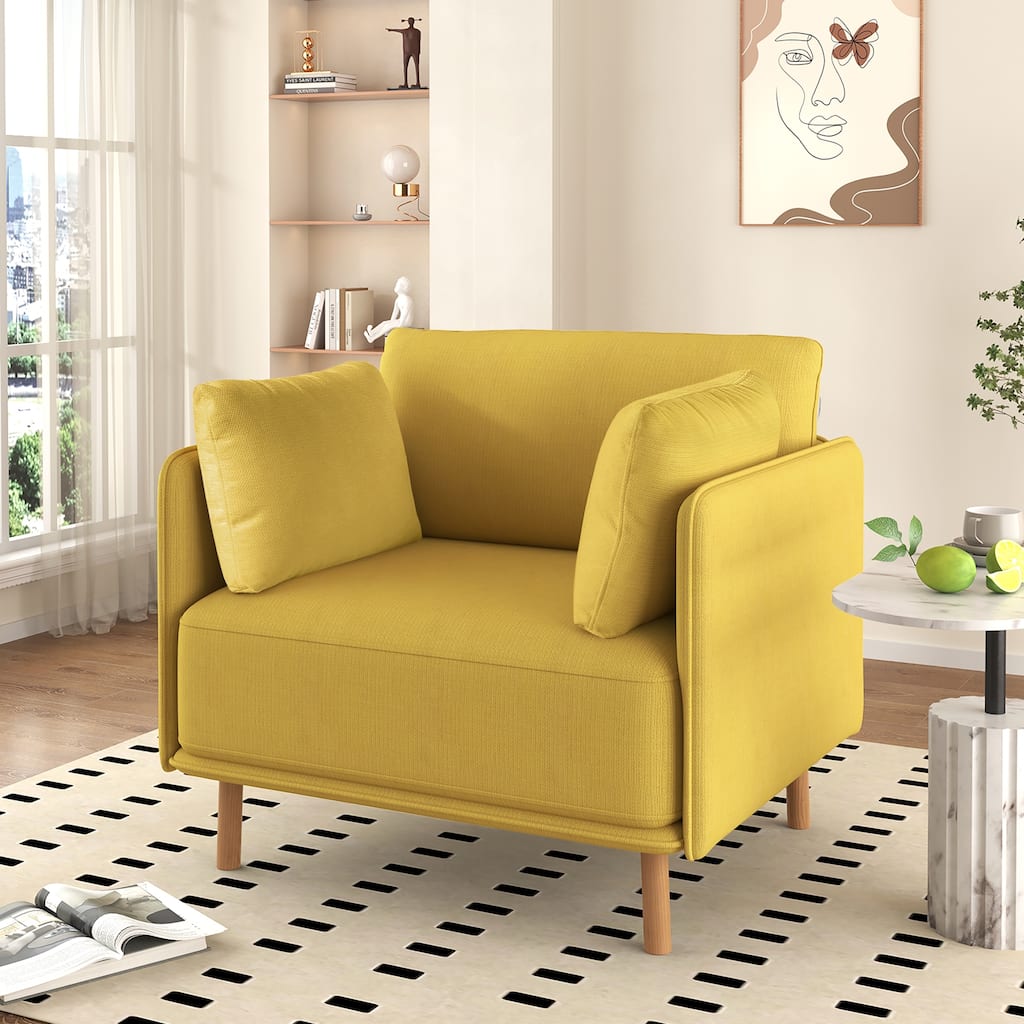 Yellow 39.17" Upholstered Accent Chair