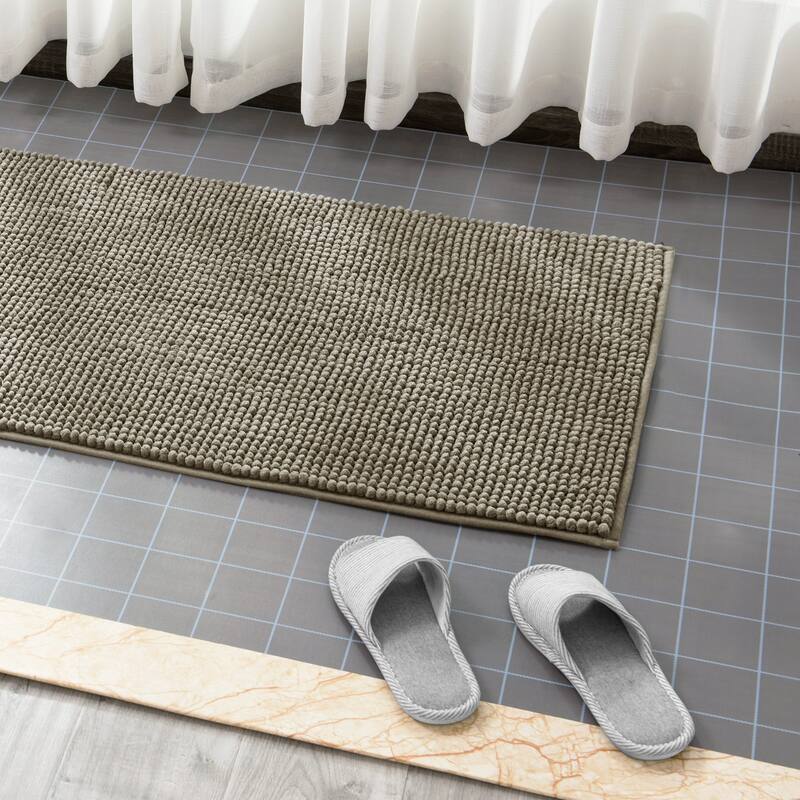 Subrtex Luxury Chenille Bath Rugs Soft Bathroom Mats