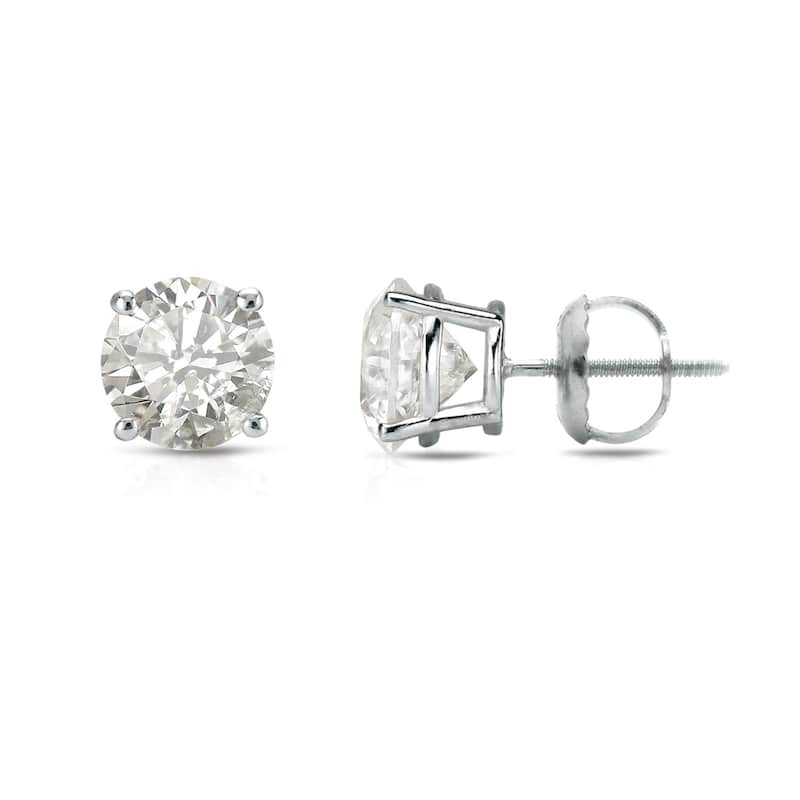 Auriya 18k Gold 3/4ct TW Clarity-enhanced Diamond Stud Earrings (J-K, I2-I3) - White