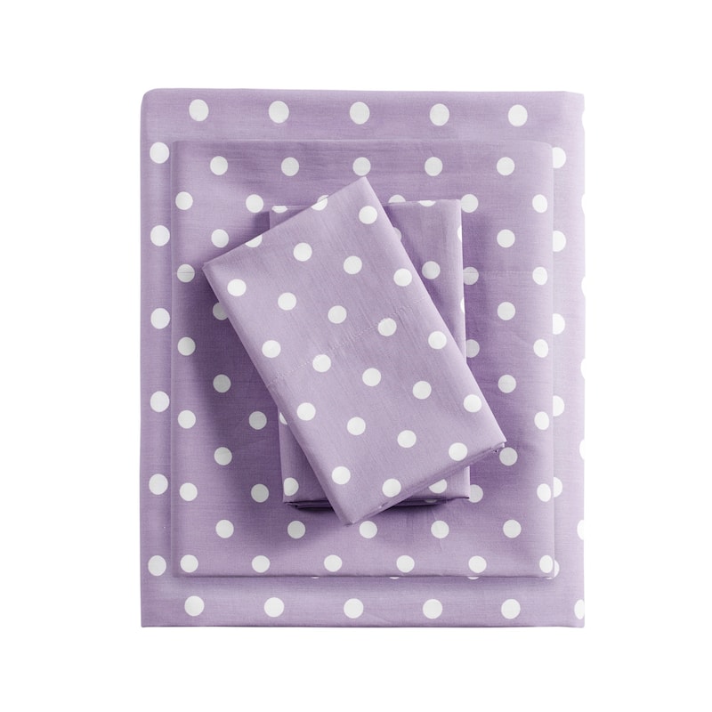Intelligent Design Polka Dot Printed 100% Cotton Sheet Set