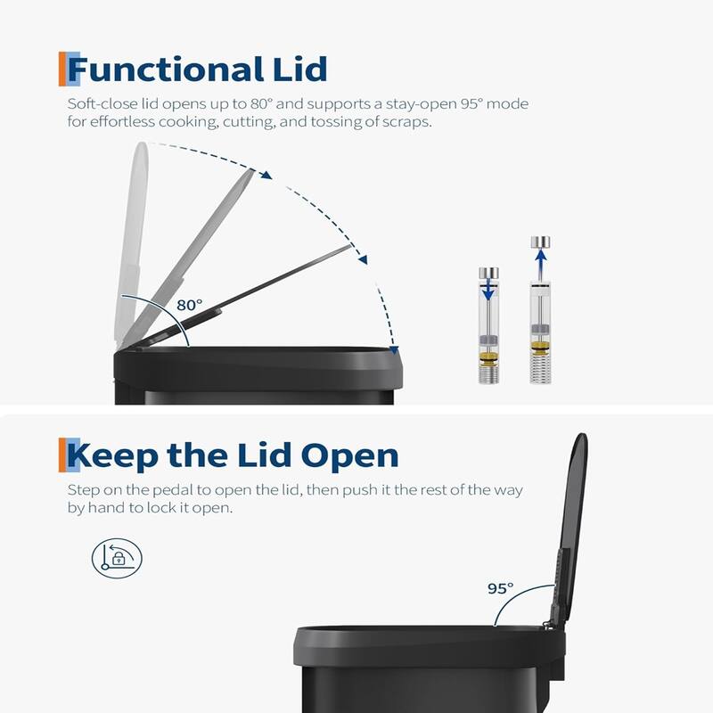 21 Gallon / 80 Liter Stainless Steel Trash Can,For Office, Bathroom, Dining Room