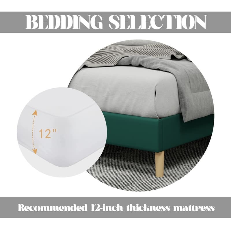 Caxkun Upholstered Platform Bed Frame with Wingback headboard