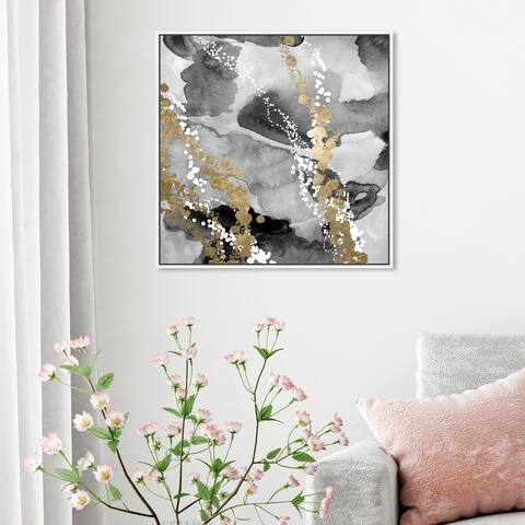 Oliver Gal Abstract Wall Art Framed Canvas Prints 'Even More Love SILVER GOLD' Watercolor - Black, Gold