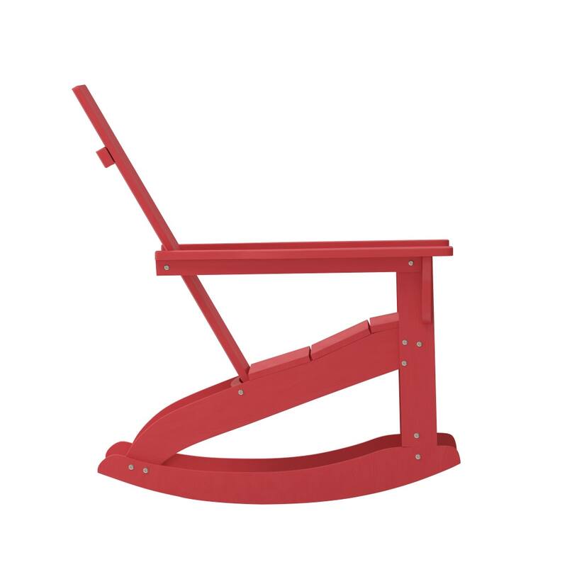 Modern 2-Slat Adirondack Poly Resin Rocking Chair for Indoor/Outdoor Use