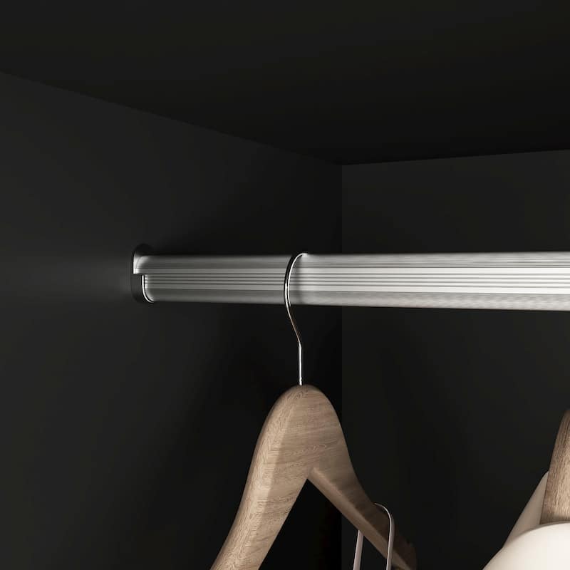 71.7" H Modern Wardrobe Closet with 2 Doors & 6 Drawers, Wooden Clothing Storage Cabinet with Hanging Rail