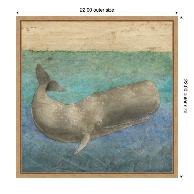 Diving Whale No. 2 by Megan Meagher (22 x 22 in.), Framed Canvas Wall Art Print