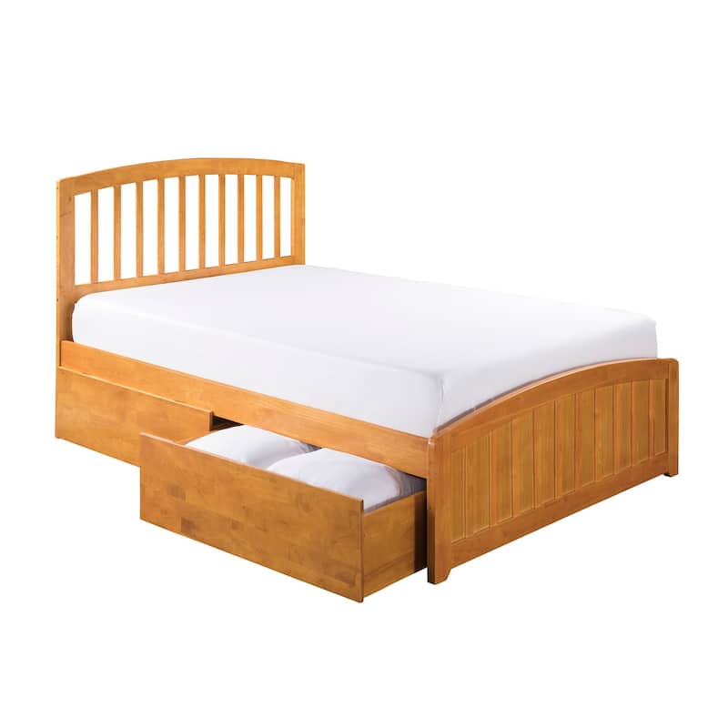 Old World Charm Platform Bed with Footboard & Drawers - Walnut Finish