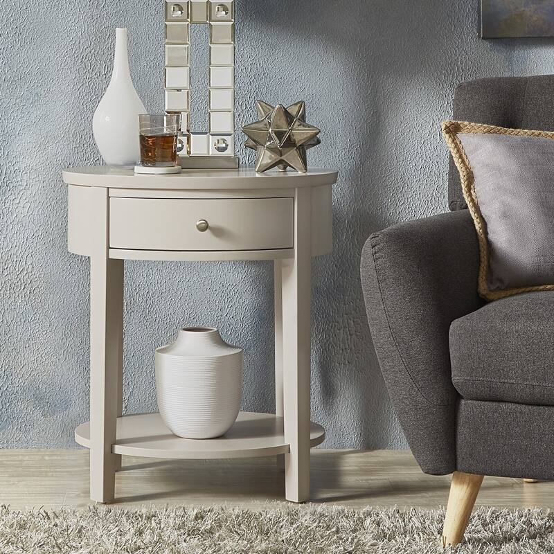 Fillmore 1-Drawer Oval Wood Shelf Accent End Table by iNSPIRE Q Modern