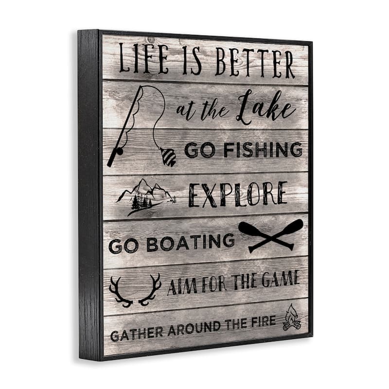 Stupell Lake Activities & Phrases Framed Giclee Art Design By CAD Designs
