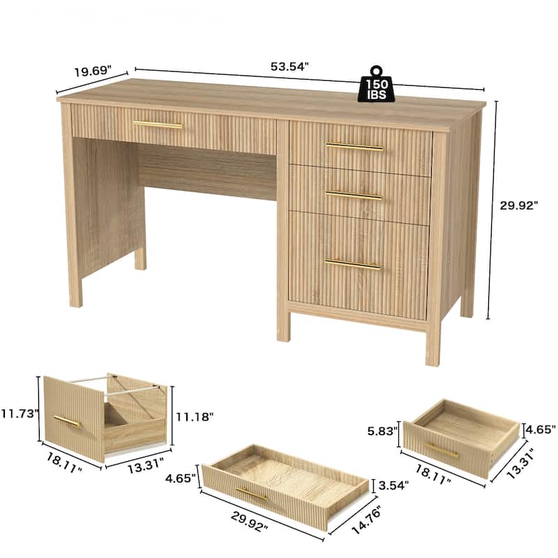 54W Executive Desk Home Office Desk with File Drawer