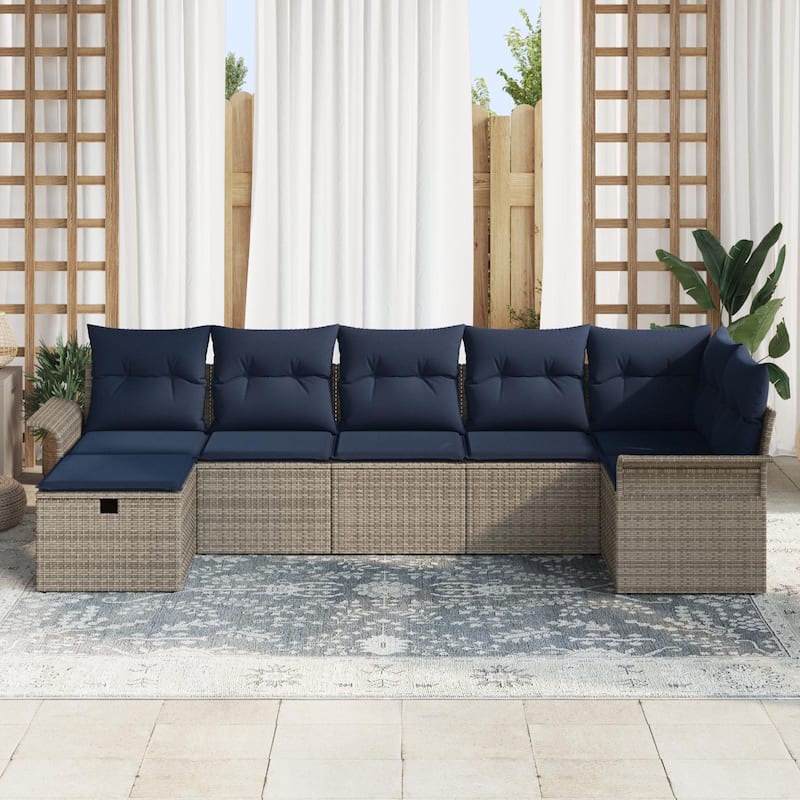vidaXL 7/8 Piece Garden Sofa Set with Cushions - 117.1×52.2×27.2