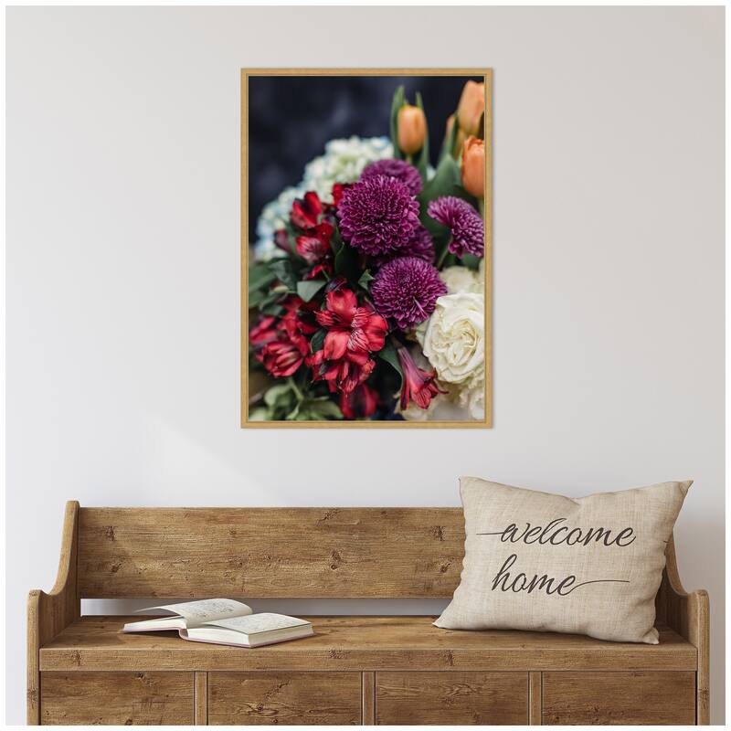 Kate and Laurel Sylvie Wine Bouquet Framed Canvas by Alicia Abla