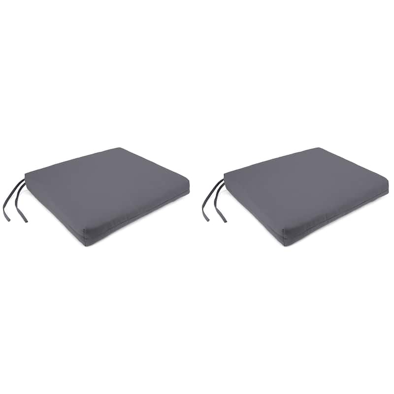 Sunbrella 19" x 17" Outdoor Seat Cushion with Ties - Set of 2 - 19" W x 17" L x 2" H - Canvas Charcoal
