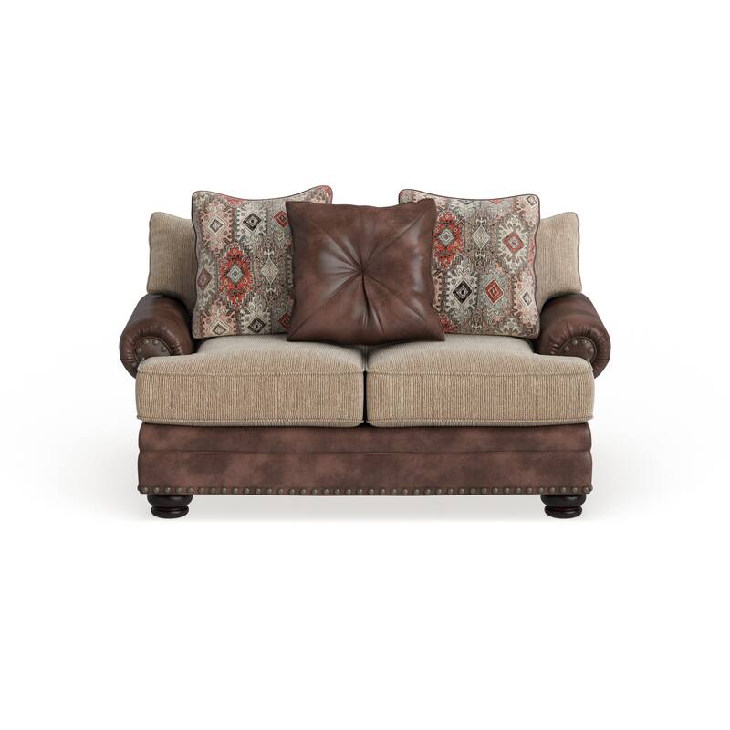 Dhirendra Traditional Brown Faux Leather Loveseat by Furniture of America