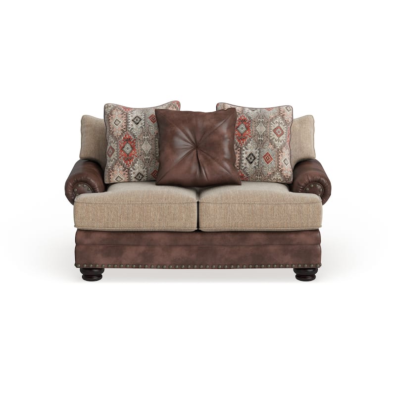 Dhirendra Traditional Brown Faux Leather Loveseat by Furniture of America