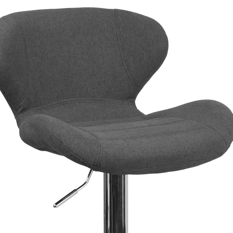 Modern Low-back Height-adjustable Chrome/Vinyl Barstools (Set of 2)