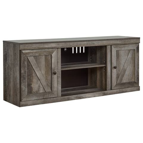 60 Inch Wood TV Media Entertainment Console, 2 Doors, Round Knobs, Gray