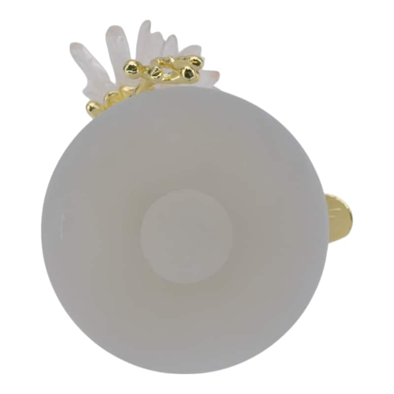 Metal Bird Statue with Crystal Sphere Base - 7", Gold & White - 7.0"