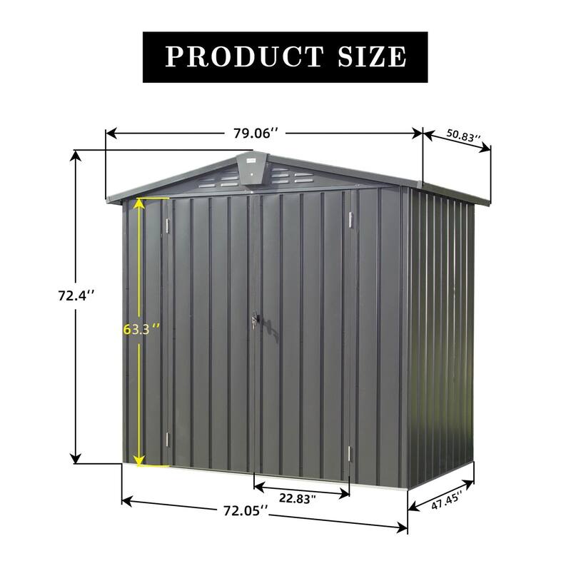 Outdoor 6.5x 4.2 ft Metal Storage Shed with Durable Metal Frame