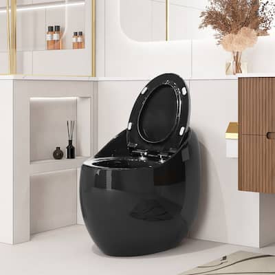Glossy Black 1-Piece Elongated Toilet