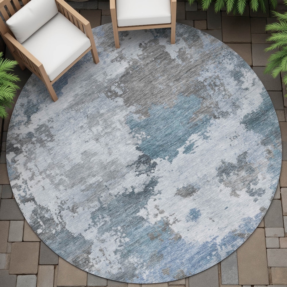 Machine Washable Indoor/Outdoor Abstract Blend Chantille Rug