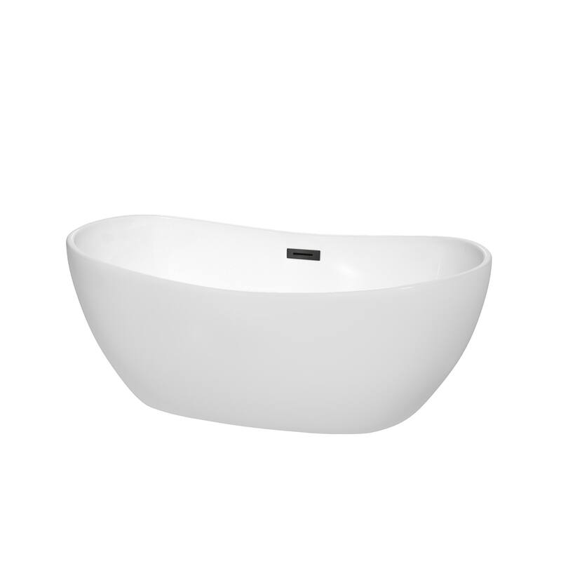 Wyndham Collection Rebecca 60" Free Standing Acrylic Soaking Tub with - White / Matte Black Trim