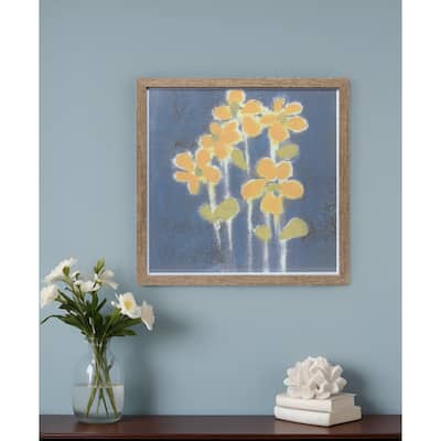 HomeRoots 15" X 15" Blue And Yellow Flower Wood Square Framed Art