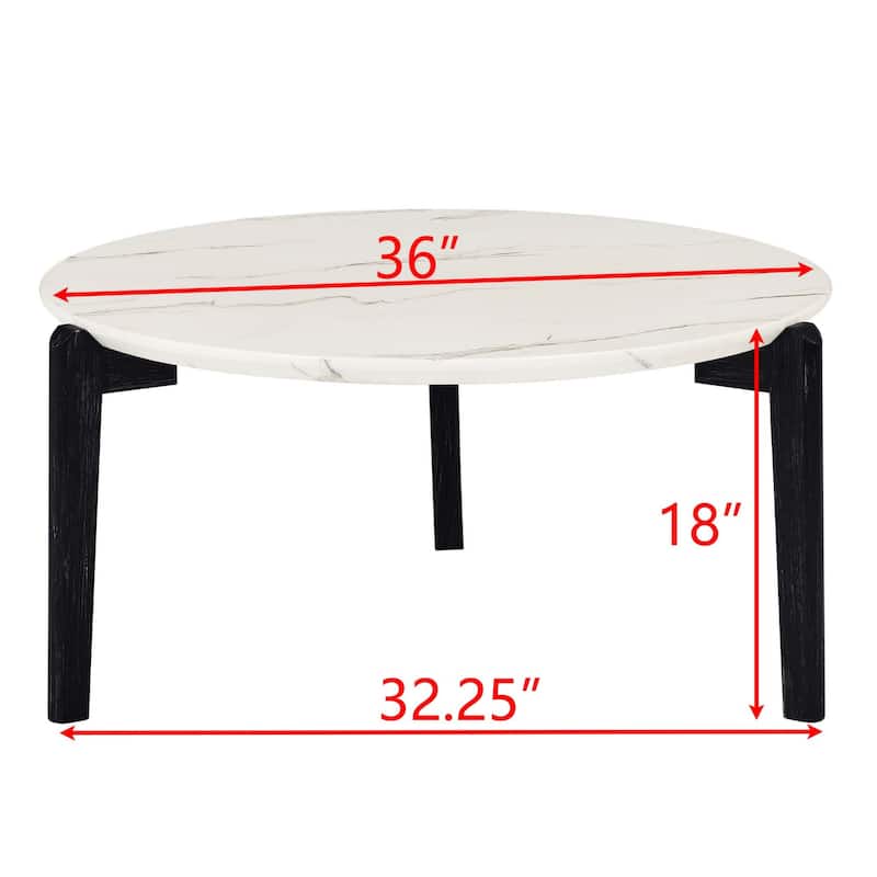 36" Modern Style Faux Marble Round Coffee Table