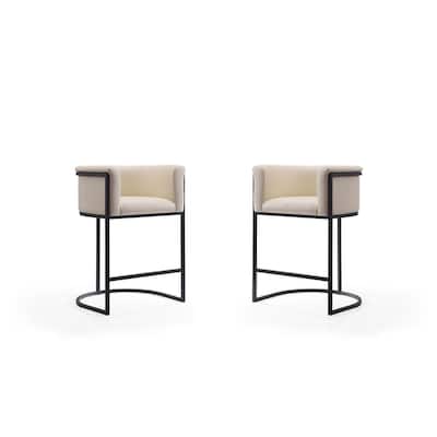 Manhattan Comfort Cosmopolitan 33.8 in. Black Metal Counter Height Bar Stool (Set of 2)