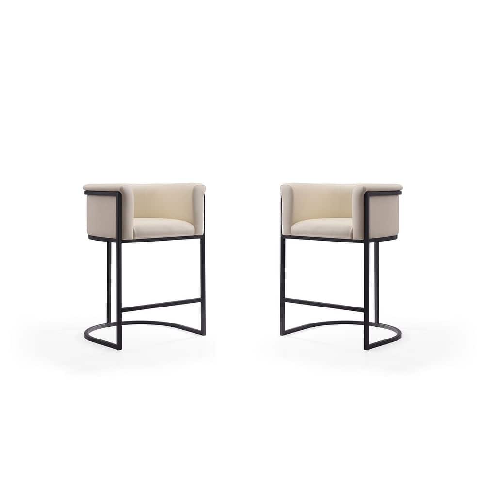 Manhattan Comfort Cosmopolitan 33.8 in. Black Metal Counter Height Bar Stool (Set of 2)