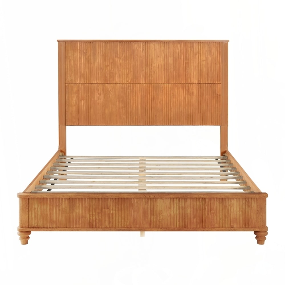 Solid Wood Bed Frame with Tall Headboard