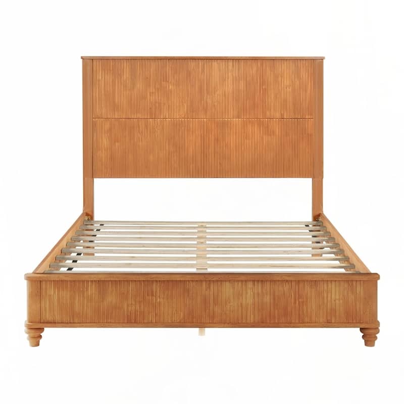 Solid Wood Bed Frame with Tall Headboard