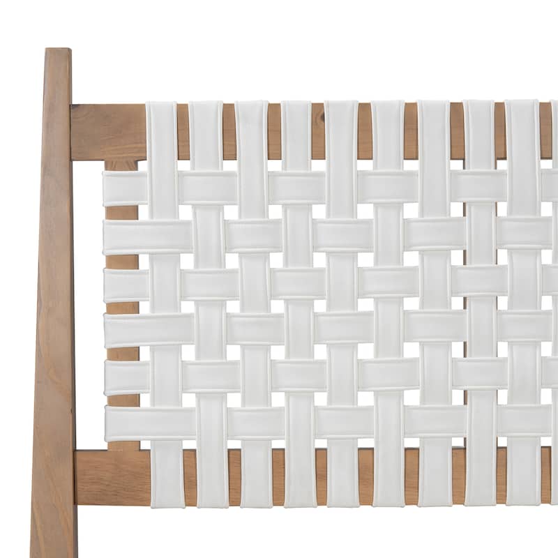 Christopher Knight Home - Harrison Queen Platform Bed with Woven Leather Headboard and Solid Wood Frame