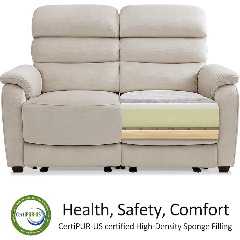MCombo 61.6'' Wall Hugger Power Loveseat Recliner Sofa with Adjustable Headrest and USB A & C Charge Ports