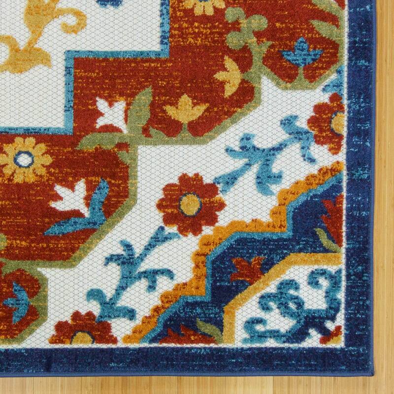 Gertmenian Kalari Modern Bold Multicolored High-Low UV Protected Polypropylene Woven Indoor/ Outdoor Area Rug Collection