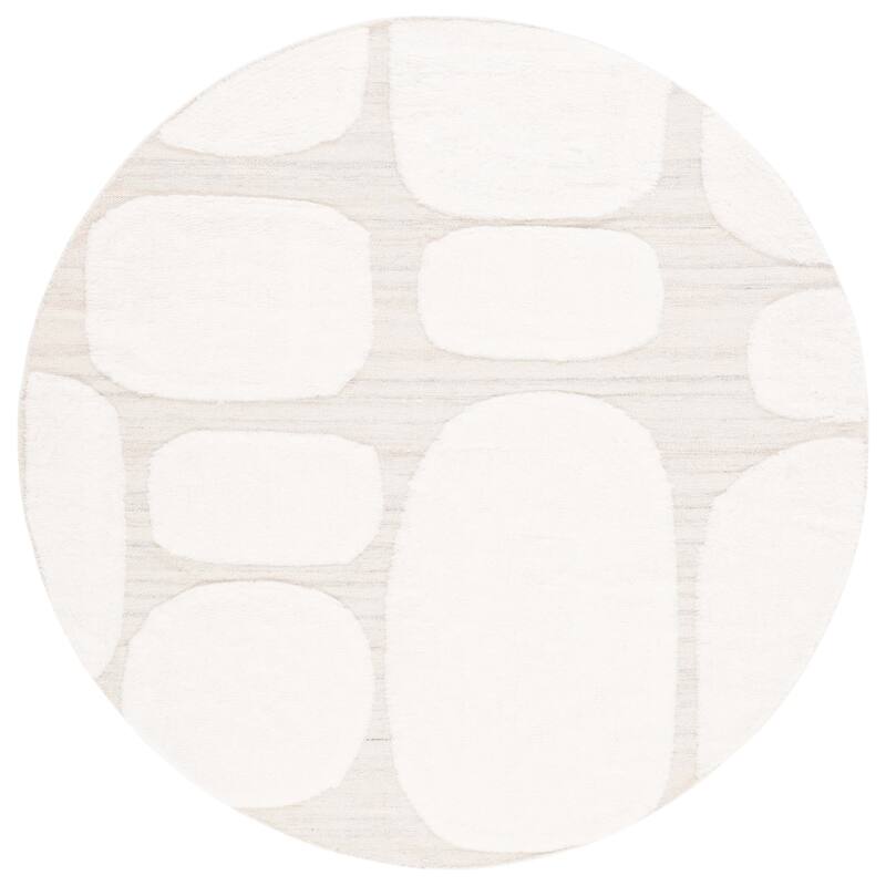 SAFAVIEH Handmade Manhattan Bernice Modern Wool Rug - 6' Round - Ivory/Beige