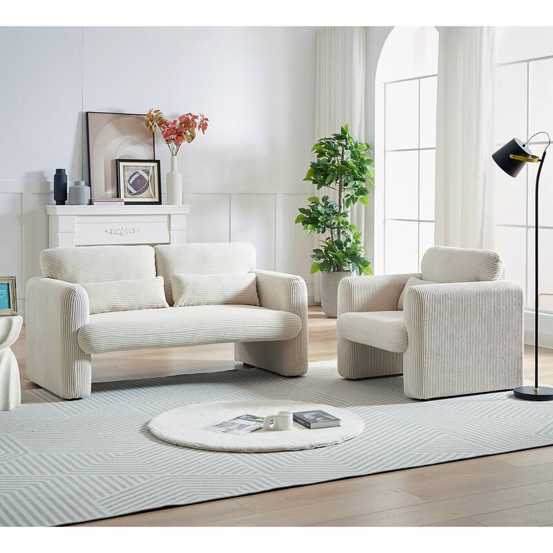 GDFStudio - Emiliano Sofa Set in Premium Corduroy with Elegant Design and Superior Comfort