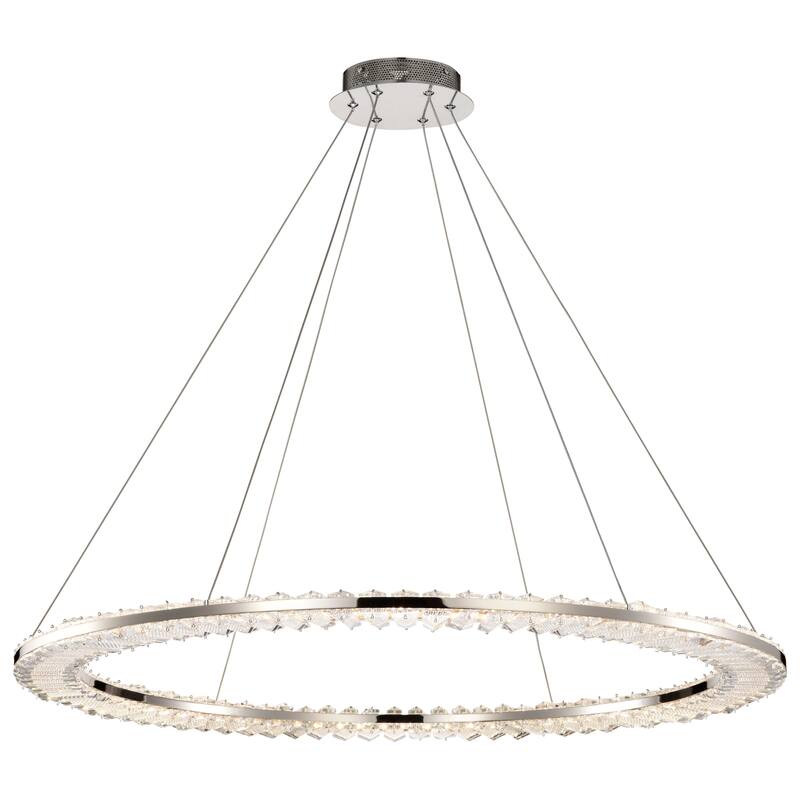 Nova LED 36 Inch Round Pendant Polished Nickel Finish K9 Crystal - Polished Nickel