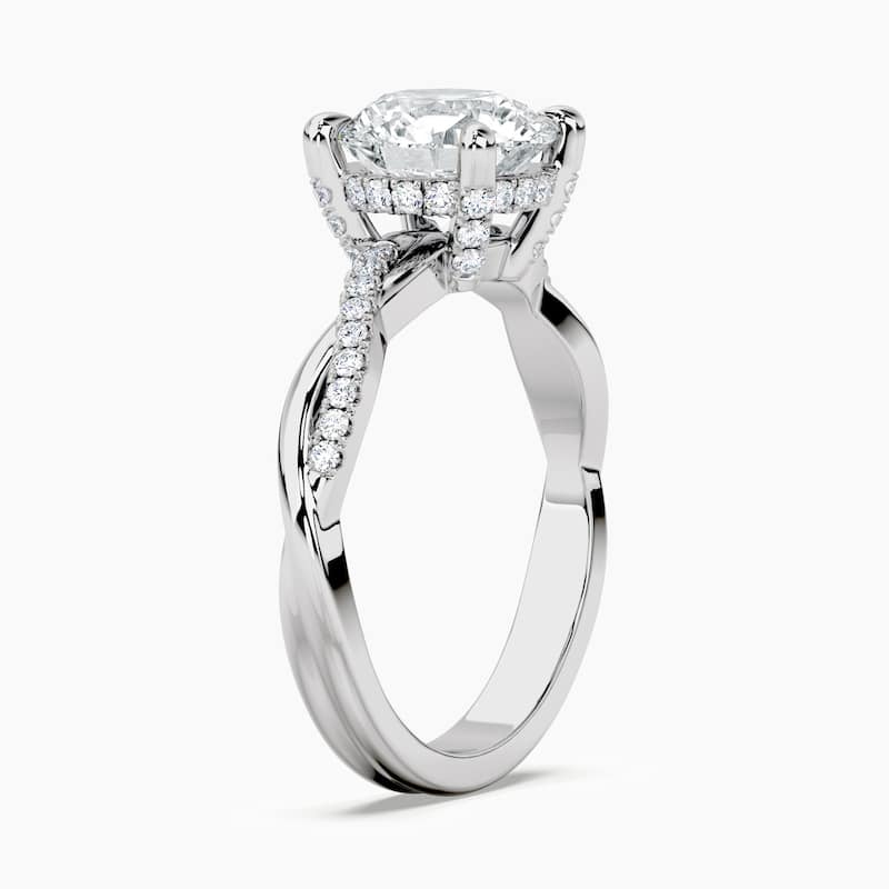 Auriya 14kt White Gold Lab Grown Round Diamond Classic Dainty Twist Hidden Halo Engagement Ring (F-G, VS)