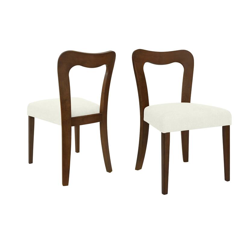 Roomfitters Upholstered Wooden Dining Chair Without Arm, Modern Accent Kitchen Chair Set of 2