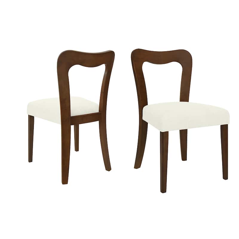 Set of 2 Modern Dining Chairs with Rubberwood Frame and Upholstered Seats - Open Back Armless Design