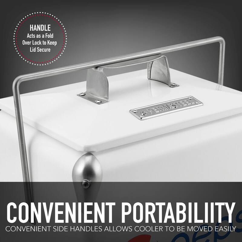 Permasteel 14-Qt Small Portable Cooler in White with Pepsi Logo